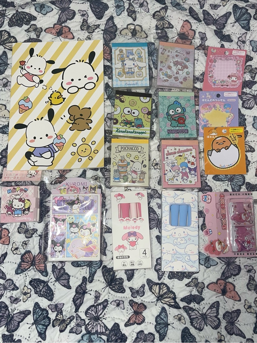 Sanrio Character Friends Small Notepads Stationary Office Kuromi Hangy Hello Kit